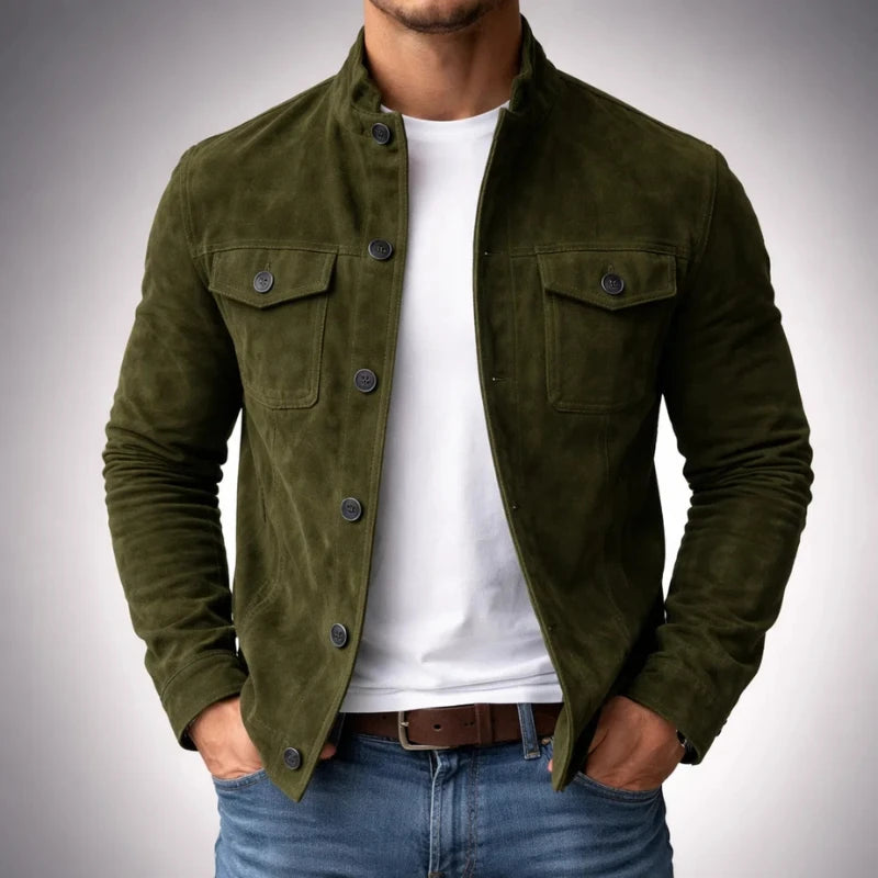 Men’s Vintage Suede Utility Jacket - Green