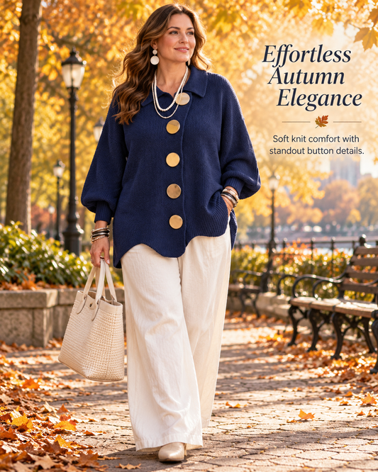Oversized Collared Button Cardigan