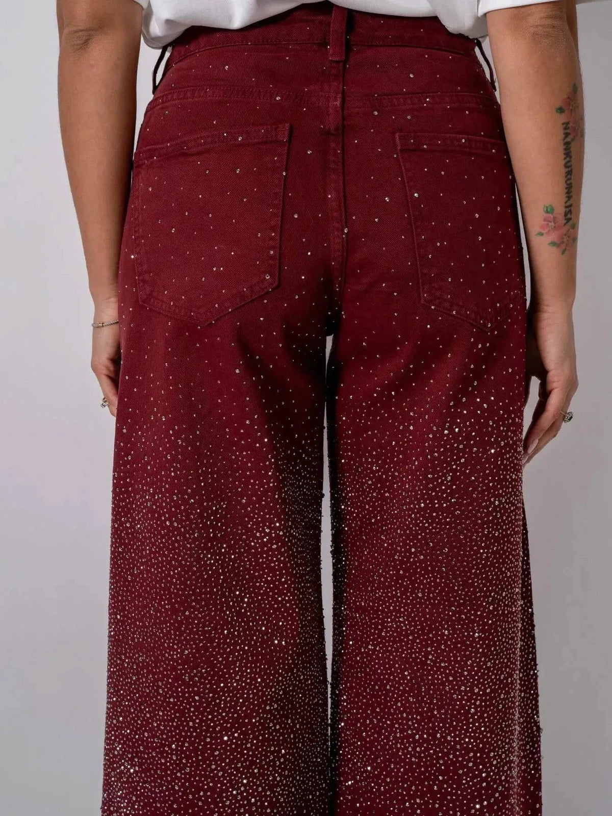 🔥🔥Galaxy Shine Jeans | Rhinestone-Embellished High-Waist Wide-Leg Denim