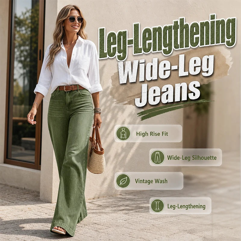 👖 Longer-Looking Legs, Easy Comfort | Women's Vintage High-Waisted Wide-Leg Jeans