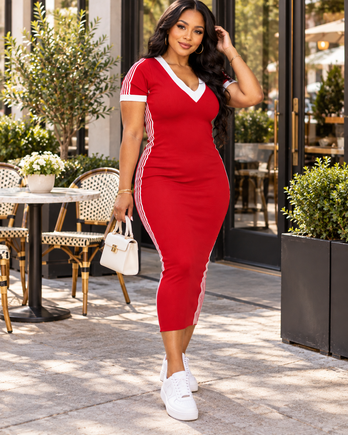 Women's Striped Trim Dress