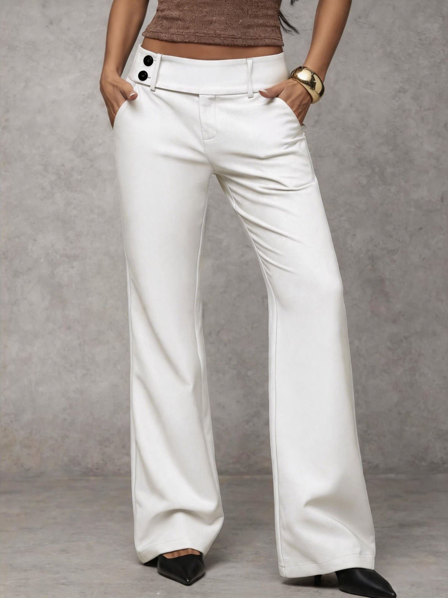 🔥Luxe Double-Button Wide-Leg Pants
