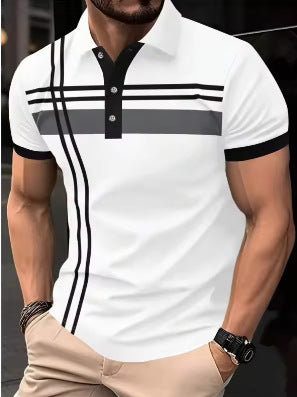 👕 PROMO LIMITÉE 50% DE RÉDUCTION ! ✨ Haut Rayé pour Homme – Col, Manches Courtes ✨