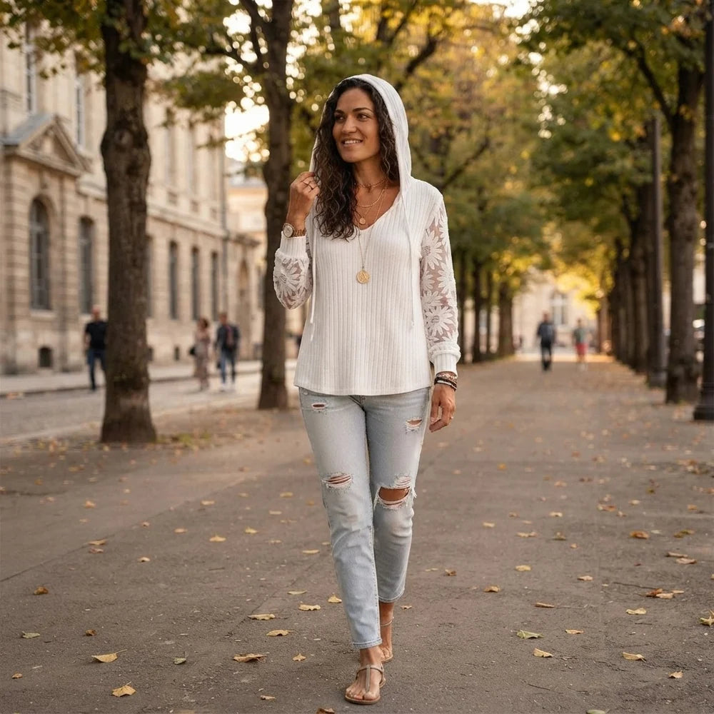 📢📢50%Rabatt!!!🎉✨Elegante Spitzen-Hoodie-Strickjacke