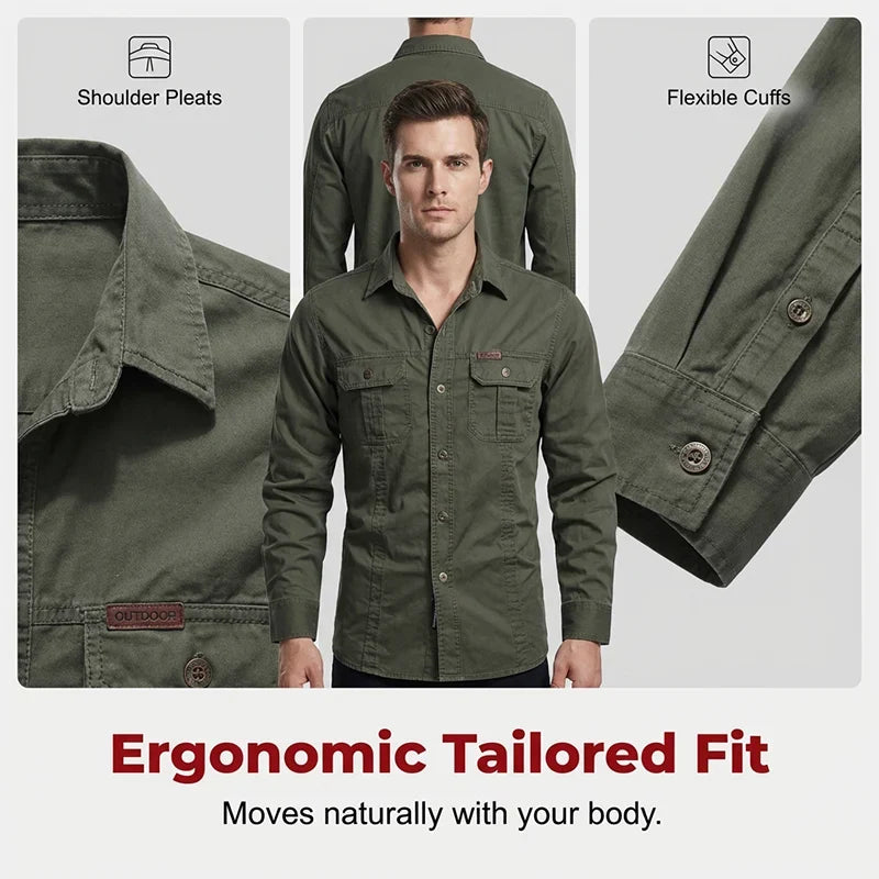 ⏰🔥LIMITED TIME 50% OFF! 👔 Men’s Long Sleeve Cotton Workwear Shirt – Durable, Comfortable & Perfect for Everyday Work ✨💪