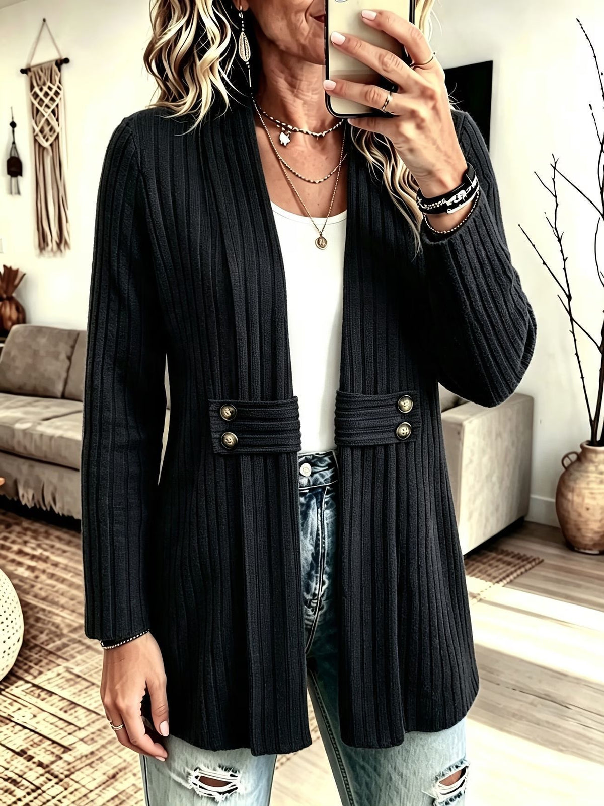 🔥🔥🔥Women's Ribbed Knit Cardigan Sweater