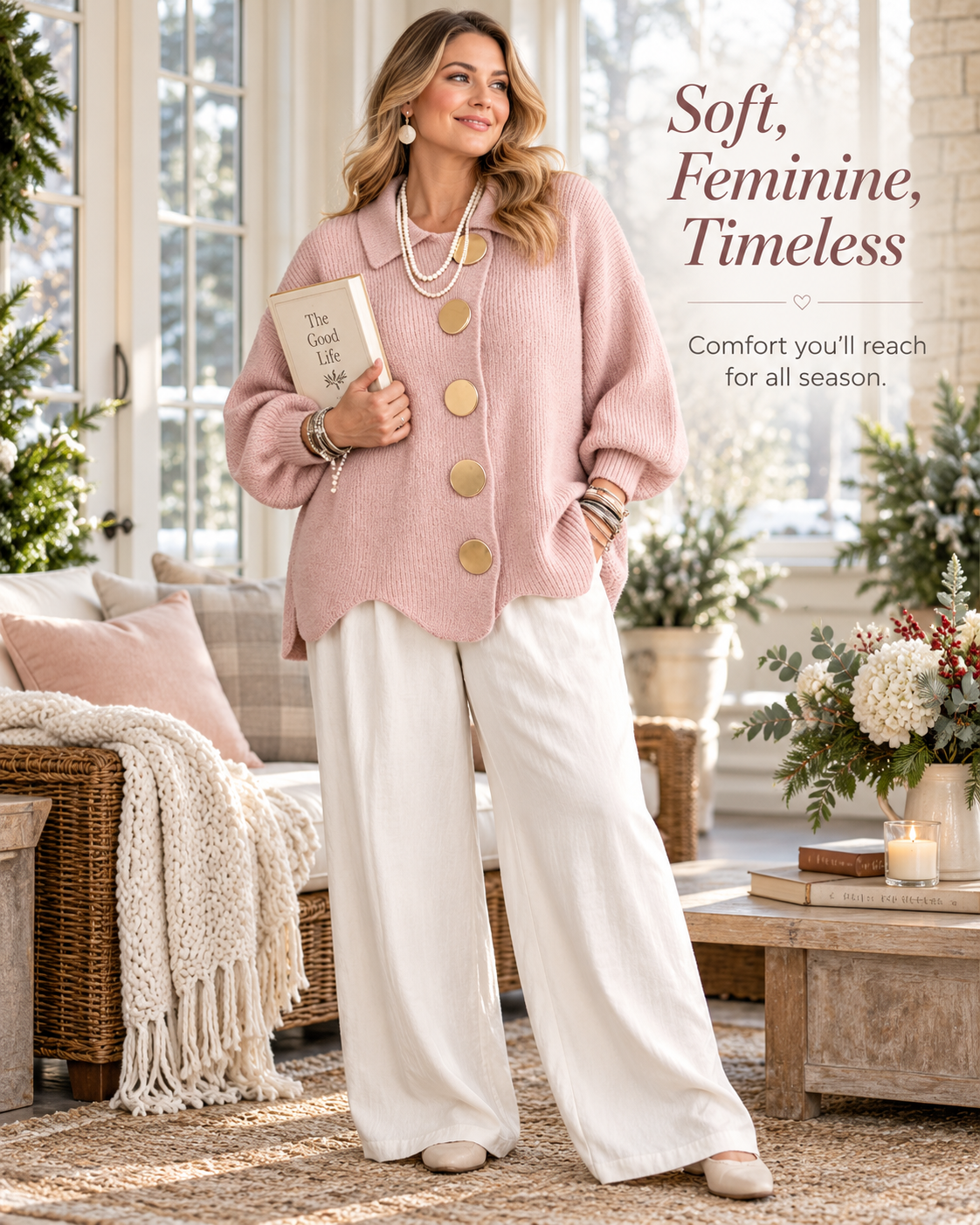 Oversized Collared Button Cardigan