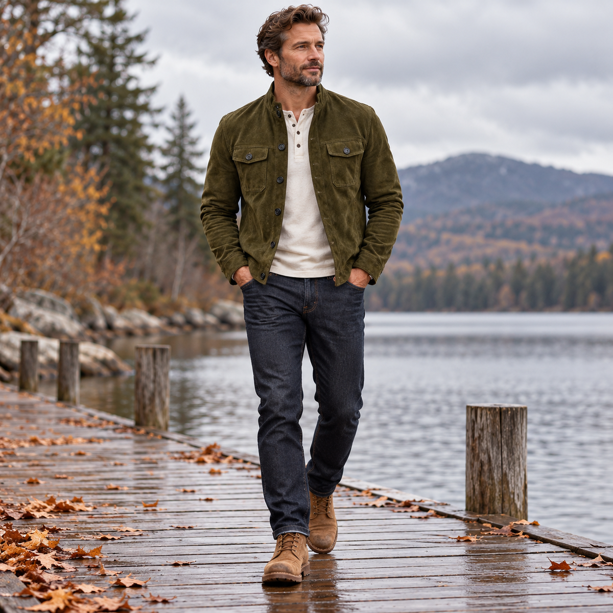 Men’s Vintage Suede Utility Jacket