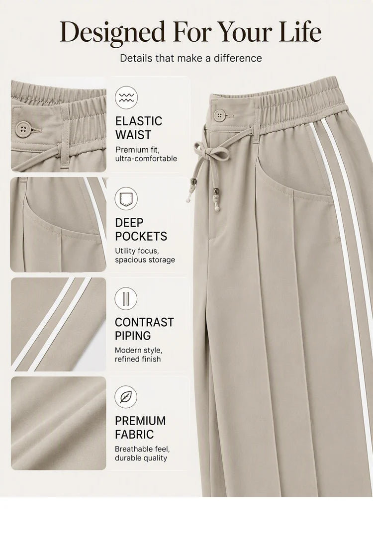 👖New Arrivals - Drawstring High-Waist Trousers – Soft Drape & Adjustable Comfort for Any Casual Look