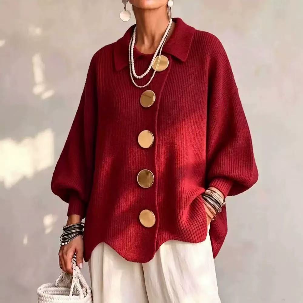 Oversized Collared Button Cardigan