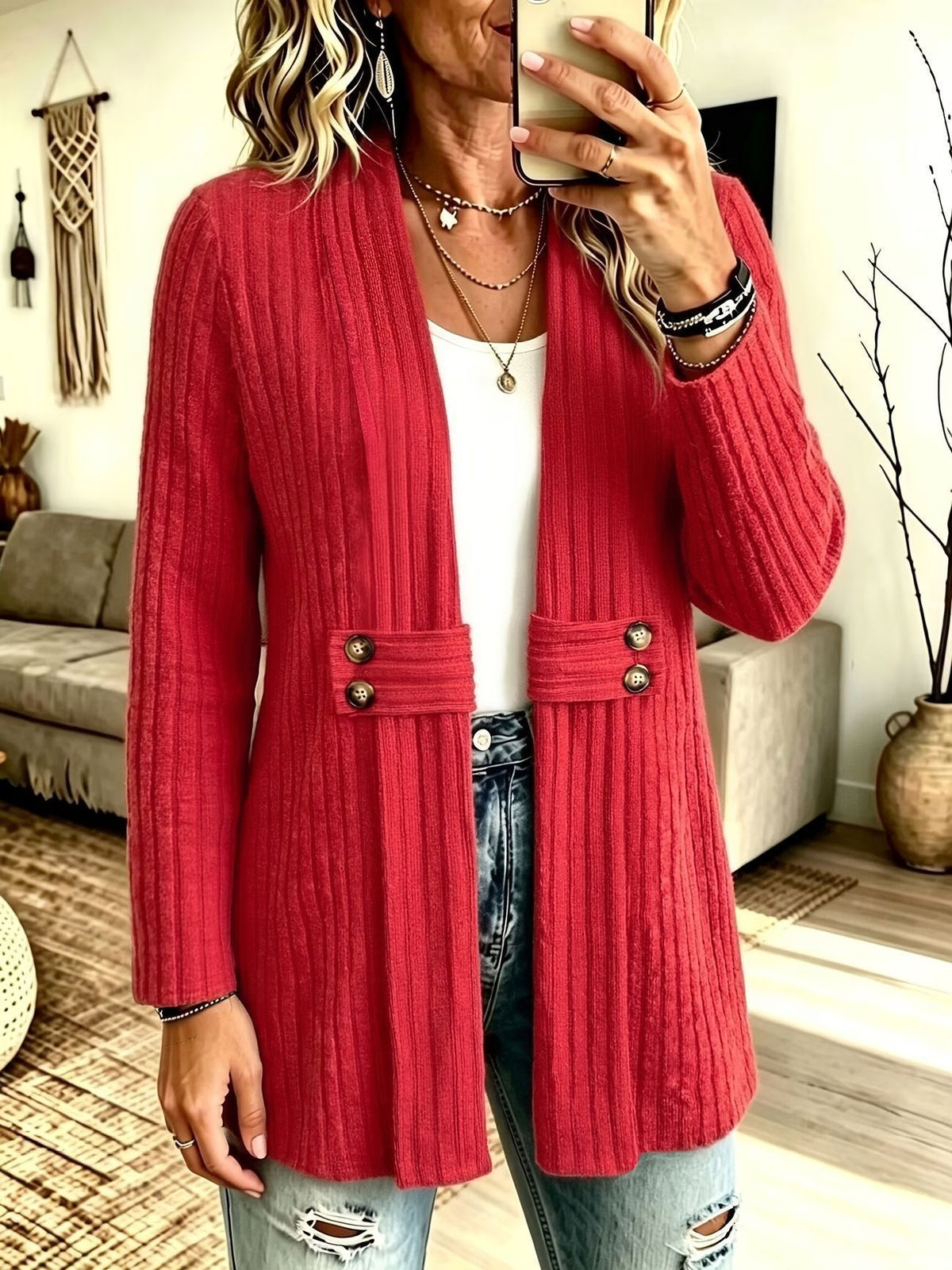 🔥🔥🔥Women's Ribbed Knit Cardigan Sweater