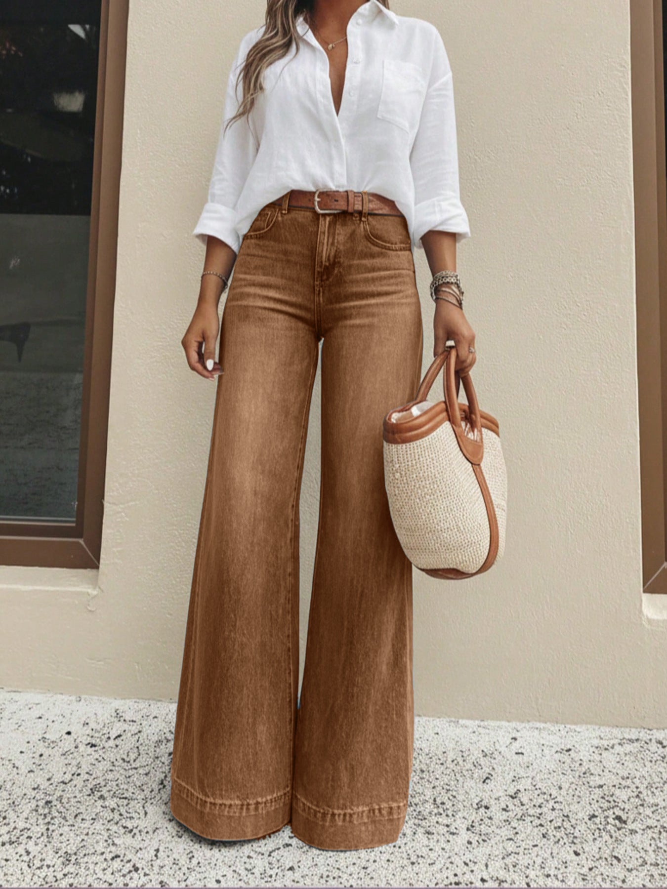 👖 Longer-Looking Legs, Easy Comfort | Women's Vintage High-Waisted Wide-Leg Jeans