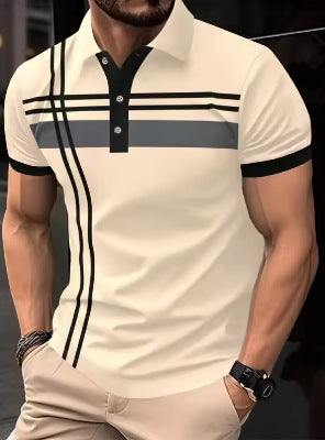 👕 PROMO LIMITÉE 50% DE RÉDUCTION ! ✨ Haut Rayé pour Homme – Col, Manches Courtes ✨