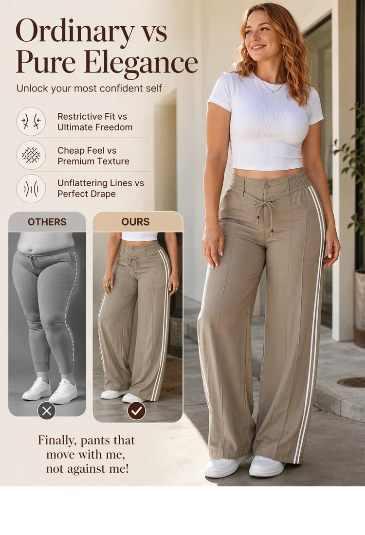 👖New Arrivals - Drawstring High-Waist Trousers – Soft Drape & Adjustable Comfort for Any Casual Look