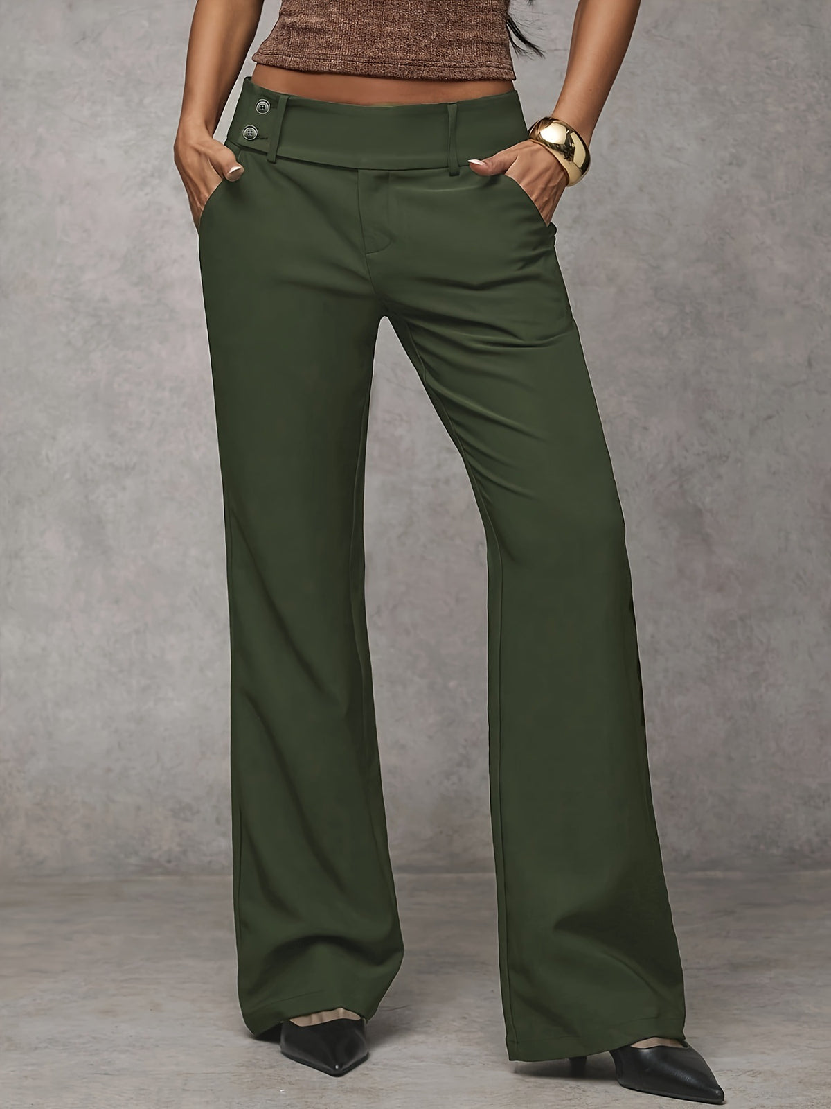 🔥Luxe Double-Button Wide-Leg Pants