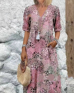 💥2026 Clearance Sale🎉Elegant Floral Midi Dress with Tummy Coverage