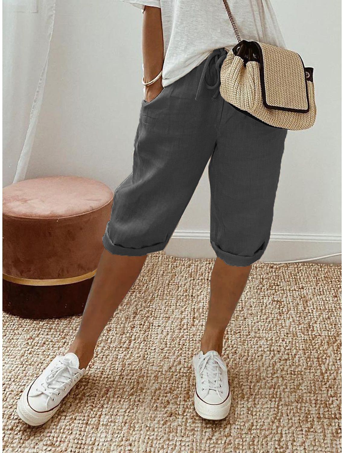Women's Casual Cotton Linen Capris