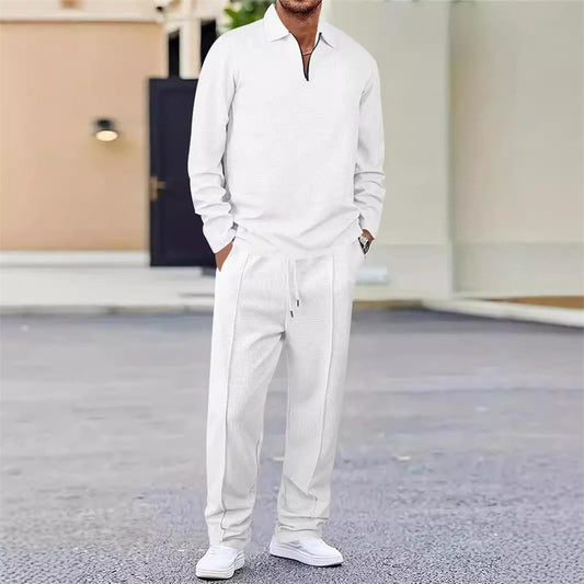 💥Men's Luxe Comfort Polo Set👕👖Een set die wél comfortabel is, maar niet slonzig
