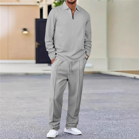 💥Men's Luxe Comfort Polo Set👕👖Een set die wél comfortabel is, maar niet slonzig
