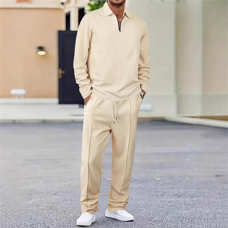 💥Men's Luxe Comfort Polo Set👕👖Een set die wél comfortabel is, maar niet slonzig